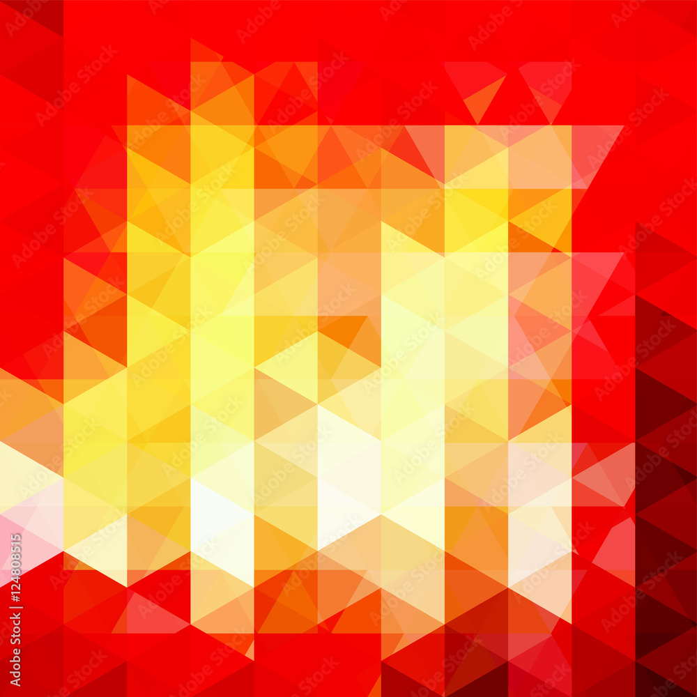Obraz premium Background of geometric shapes. Abstract triangle geometrical background. Mosaic pattern. Vector EPS 10. Vector illustration. Red, yellow colors