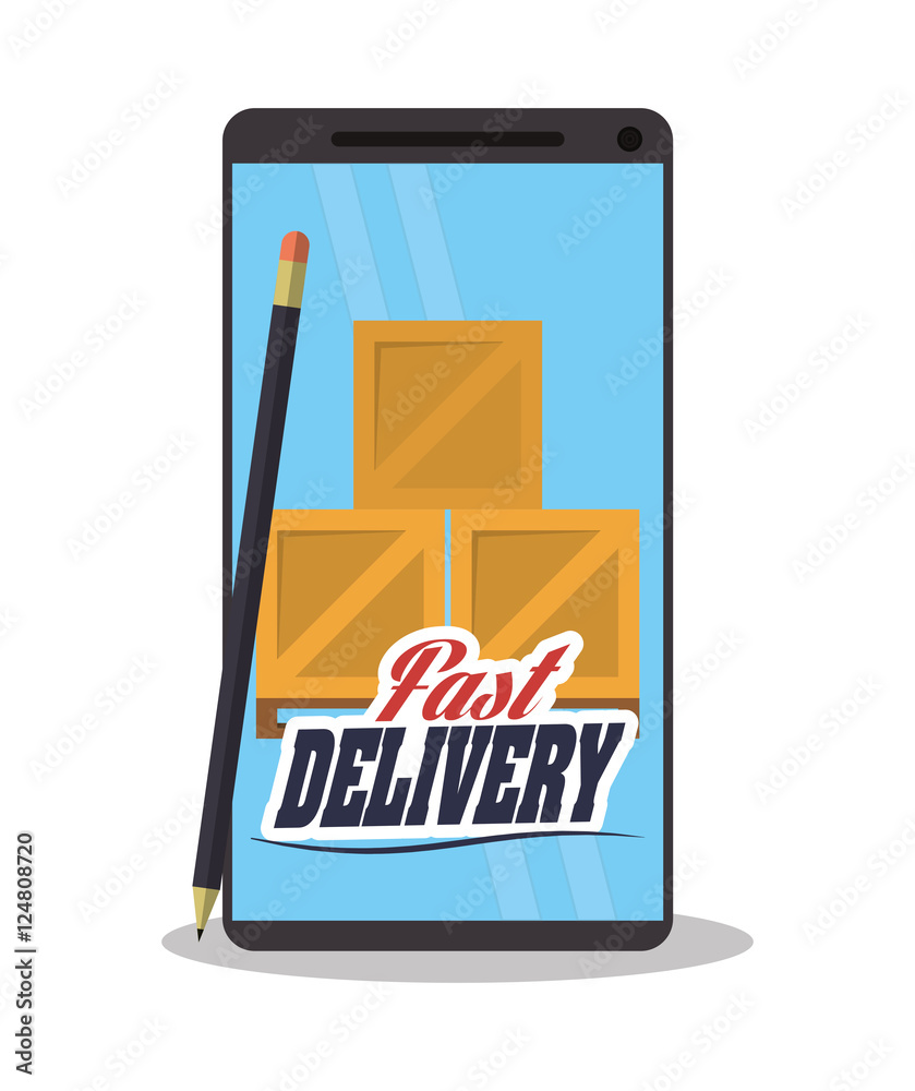 Smartphone and package icon. Delivery shipping and logistics theme. Colorful design. Vector illustration Smartphone and package icon. Delivery shipping and logistics theme. Colorful design. Vector illustration