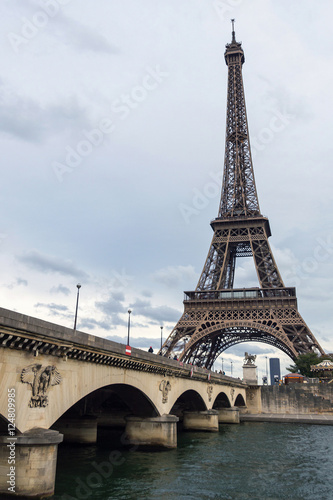 View Eiffel Tower in Paris. Cloudy day © rostovdriver