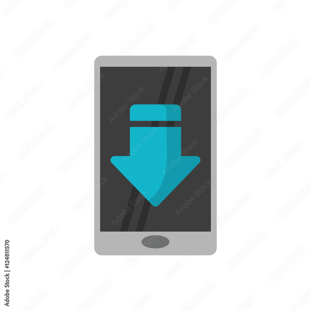 Download arrow inside smartphone icon. Digital web application and technology theme. Isolated design. Vector illustration Download arrow inside smartphone icon. Digital web application and technology theme. Isolated design. Vector illustration