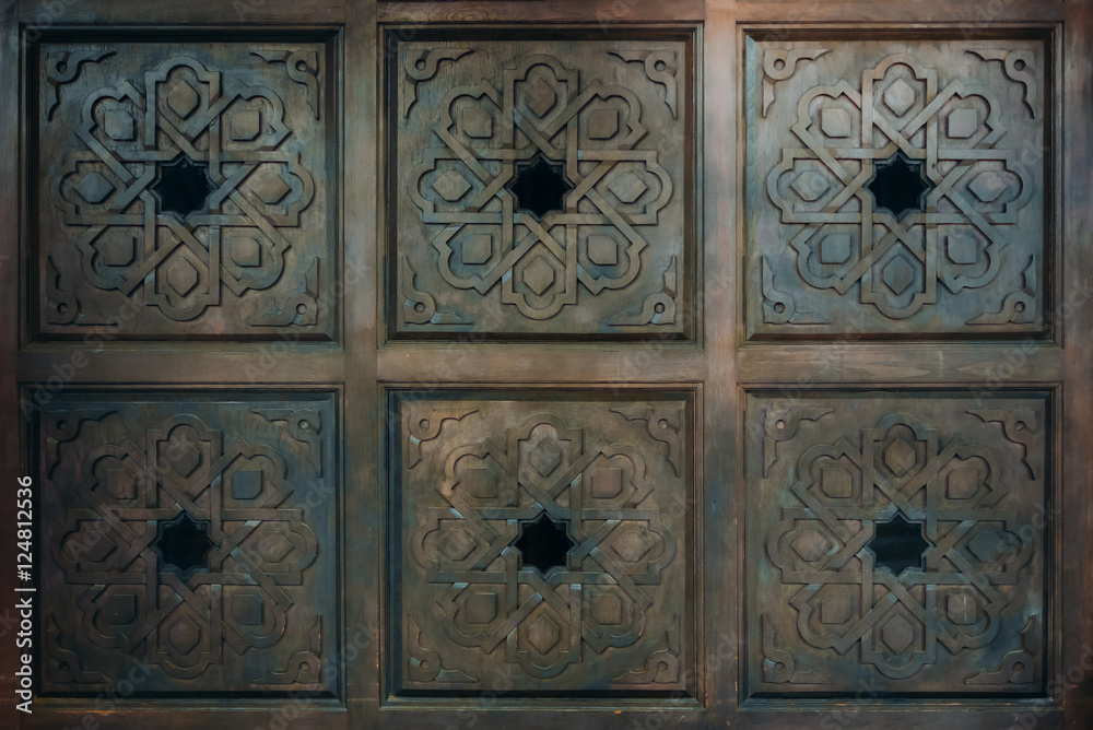 Vintage old brown wood door with patterns