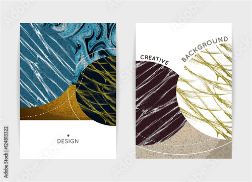 Cover design. Templates with textured shapes. Creative abstract background. It can be used for cover book, brochure, artbook, sketchbook, catalog. Size A4. Vector illustration, eps10