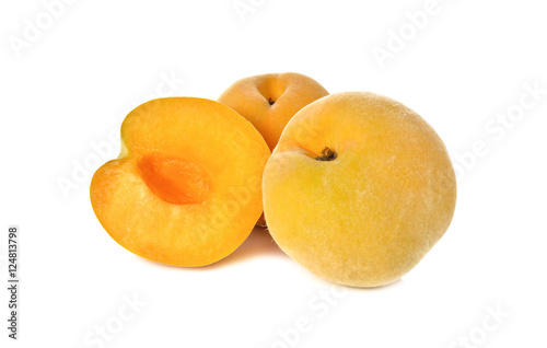 closeup ripe peach on white background