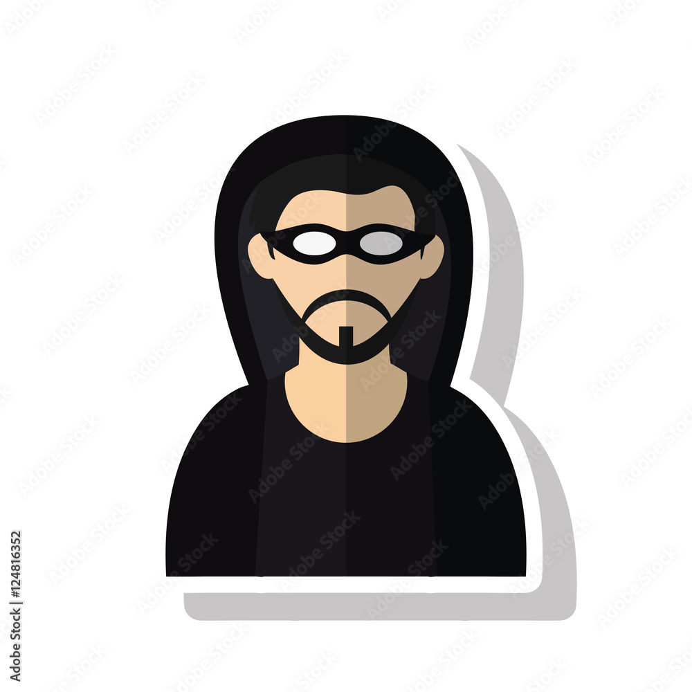 Hacker cartoon icon. security system warning and protection theme. Isolated design. Vector illustration