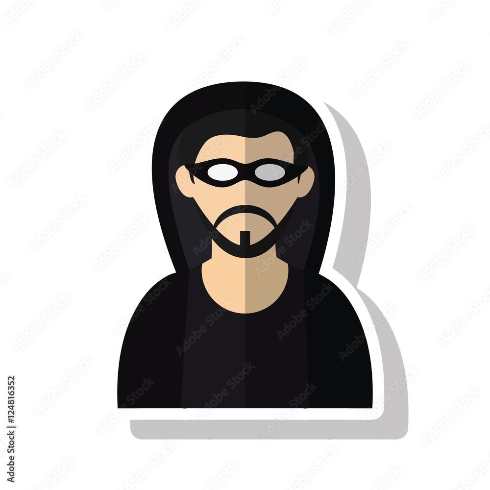 Hacker cartoon icon. security system warning and protection theme. Isolated design. Vector illustration Hacker cartoon icon. security system warning and protection theme. Isolated design. Vector illustration