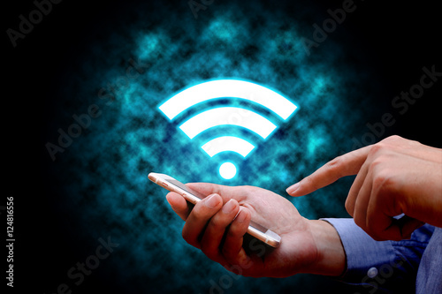 Internet technology and networking concept, Businessman holding