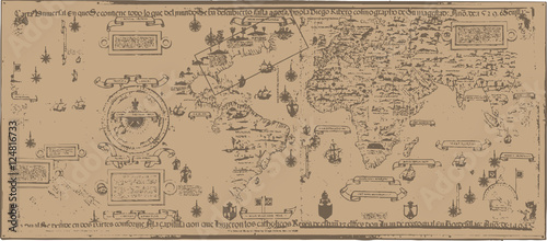 Early world map / Diogo Ribeiro [vector] photo
