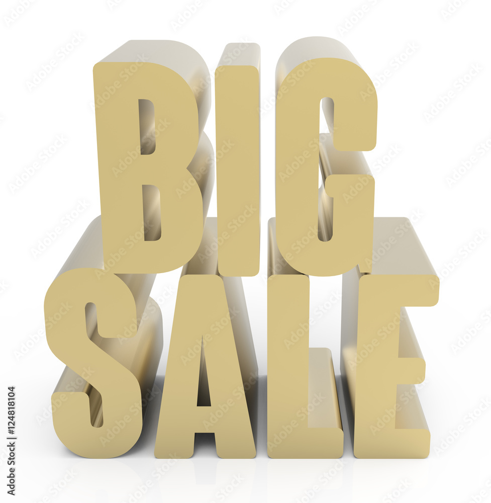 3d rendering of golden big sale 3d rendering of golden big sale