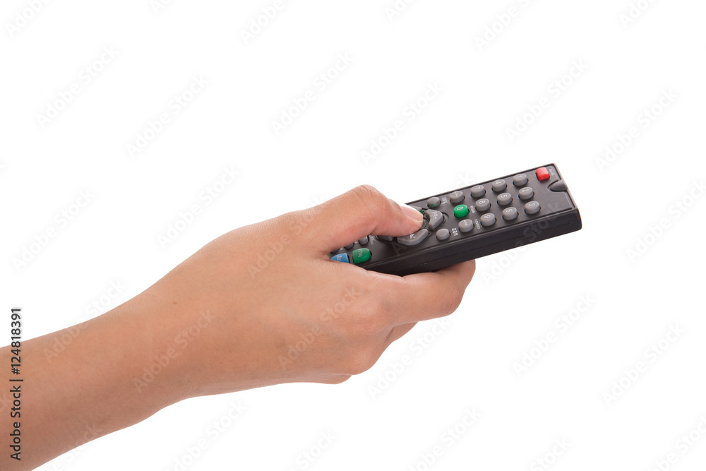 hand holding remote isolated on white background hand holding remote isolated on white background