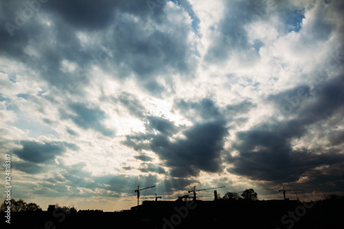 Cloudy sky over the construction site