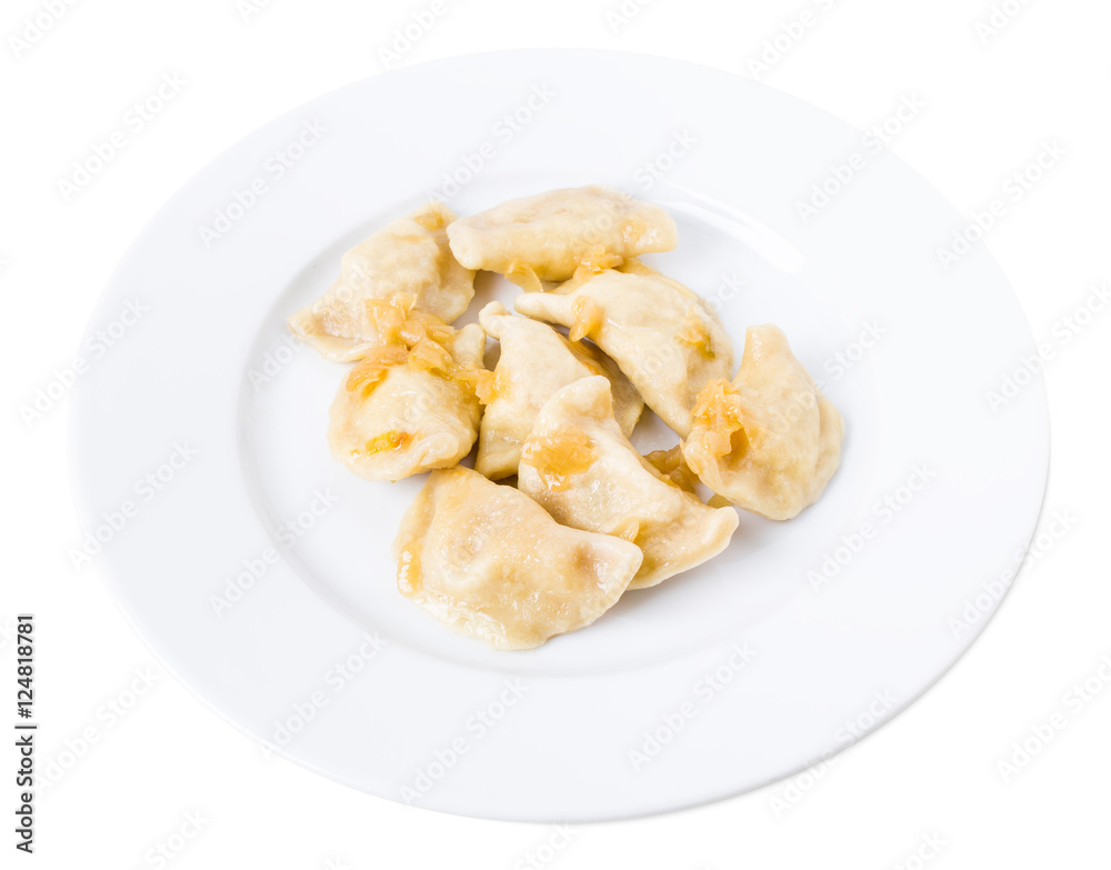Ukrainian dumplings vareniki with mashed potatoes.