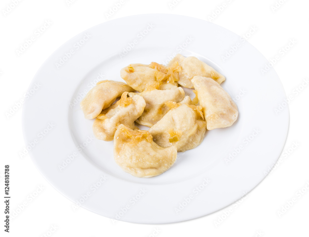 Ukrainian dumplings vareniki with mashed potatoes.