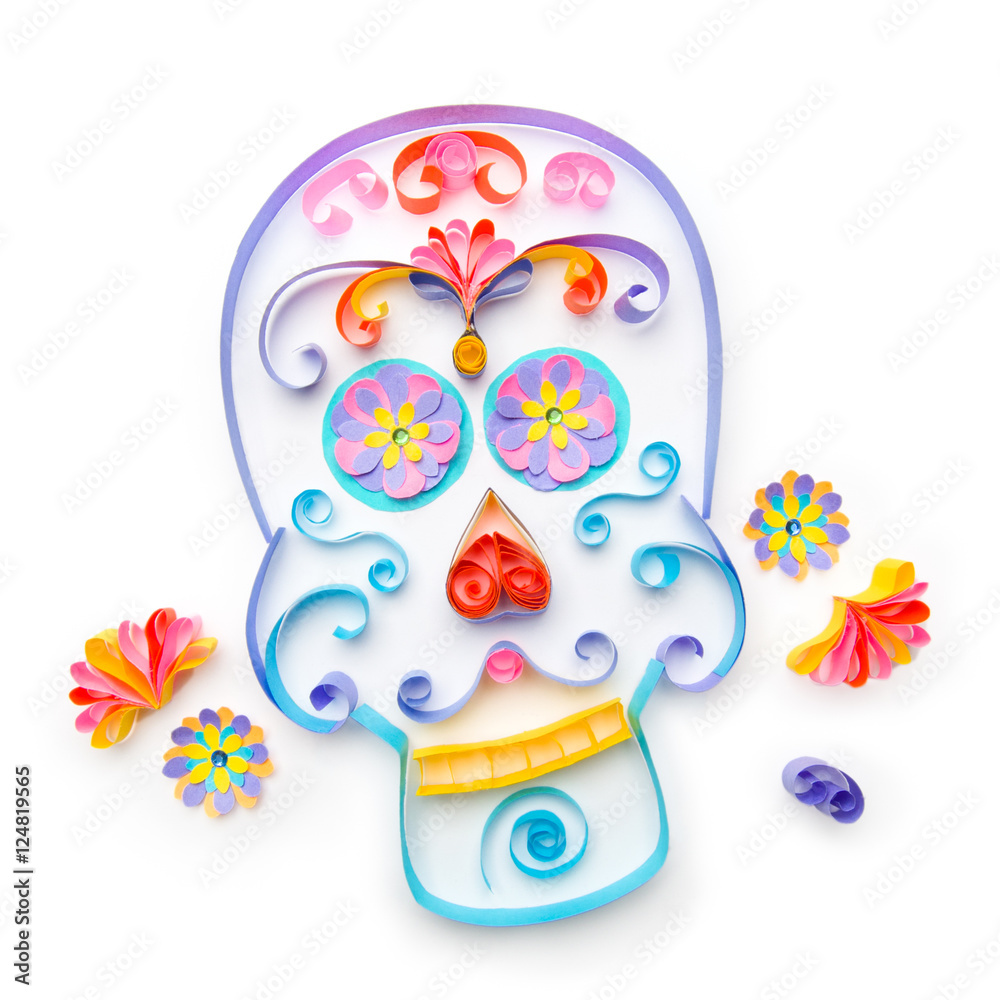 Sugar skull made with paper strips for Sugar skull made with paper strips for