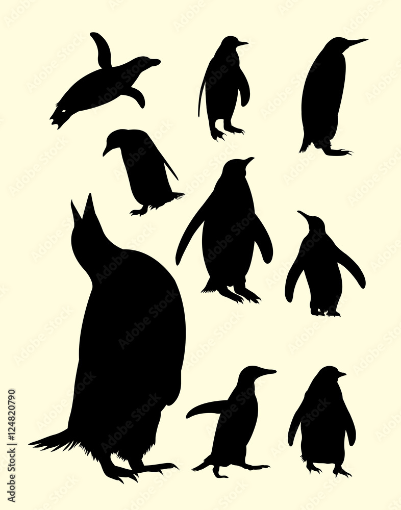 Obraz premium Penguins silhouette. Good use for symbol, logo, web icon, mascot, sign, or any design you want. 