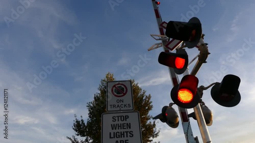 Red signal lights flashing