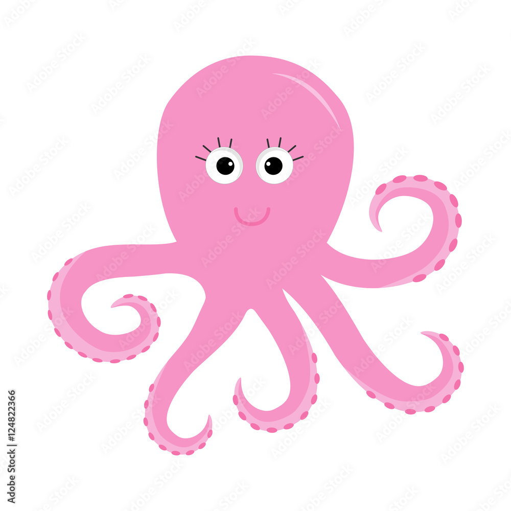 Octopus Zoo alphabet. Ocean See underwater life Animals collection Education cards for kids Isolated White background Flat design Octopus Zoo alphabet. Ocean See underwater life Animals collection Education cards for kids Isolated White background Flat design