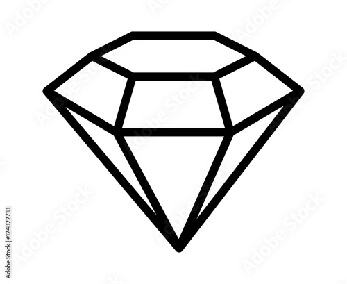Diamond gemstone, jewel or gem line art icon for apps and websites