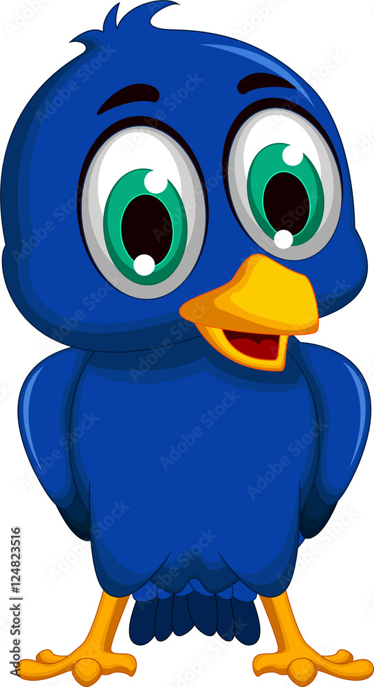 Fototapeta premium cute blue bird cartoon posing