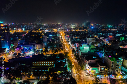 Center of Saigon City at night, Ho-Chi-Minh City - Vietnam