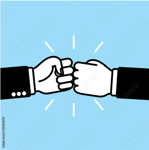 Fist bump icon. Agreement. Two businessman bumping fists. Vector illustration.