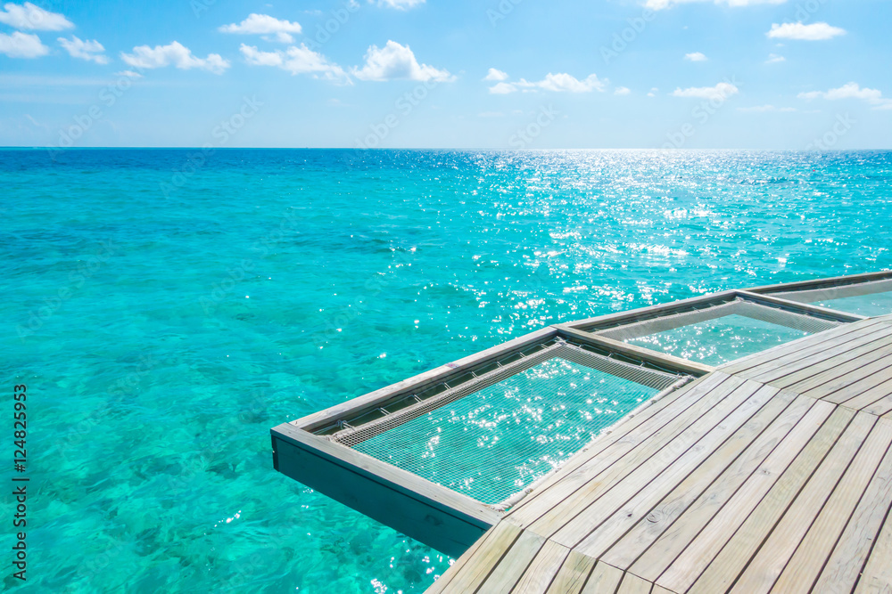 Vacation net seat in tropical Maldives island and beauty of the Vacation net seat in tropical Maldives island and beauty of the