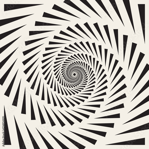 Vector Black and White Spiral Triangles Swirl Abstract Optical Illusion