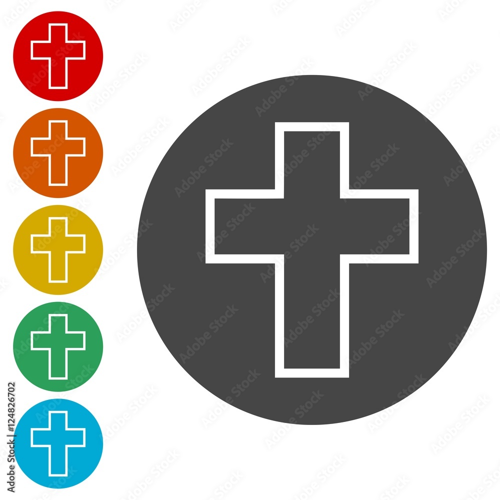 Religion cross icon in circle Religion cross icon in circle