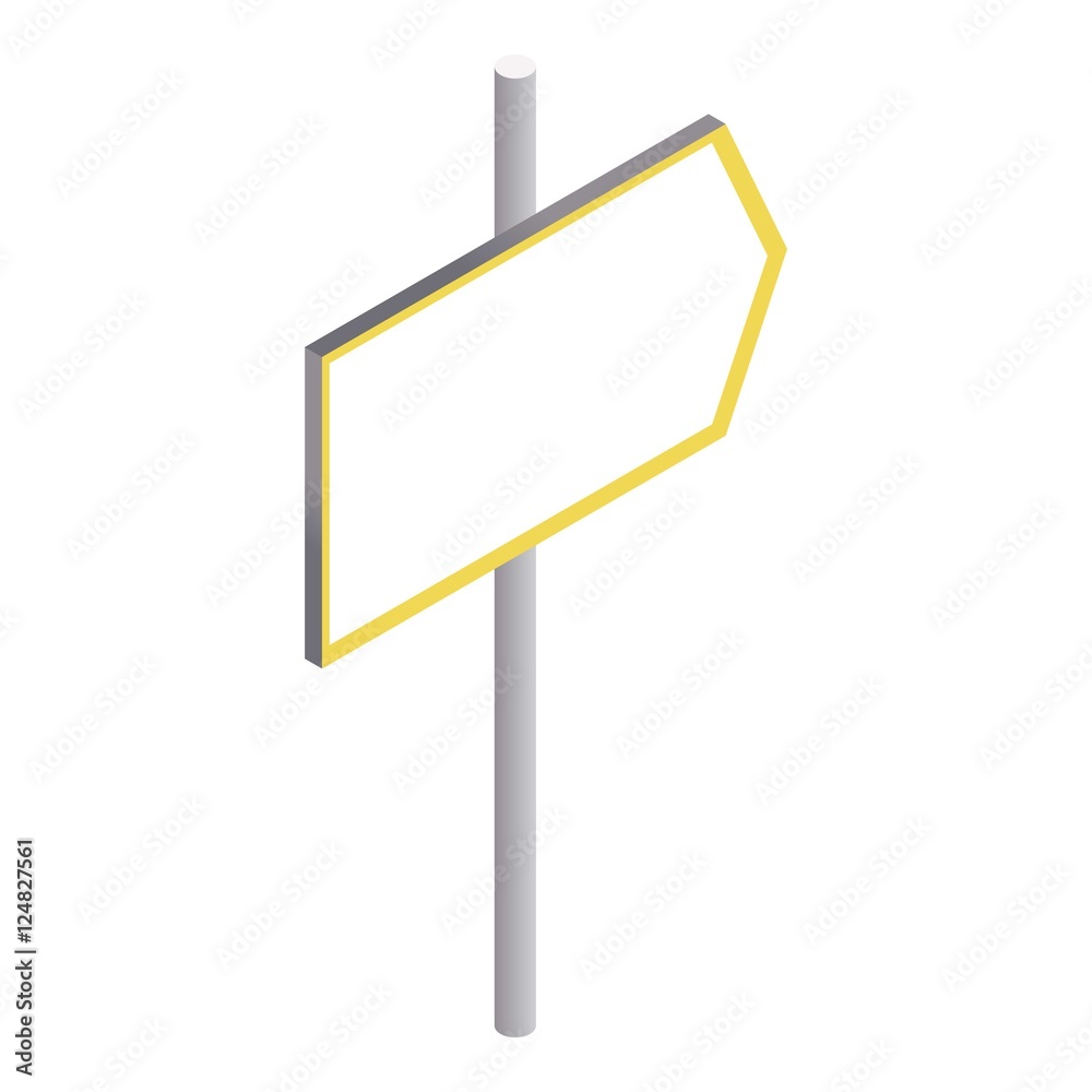 Road sign to right icon. Isometric 3d illustration of road sign to right vector icon for web