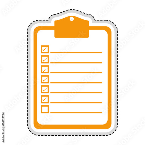 orange clipboard with checklist icon image vector illustration design 