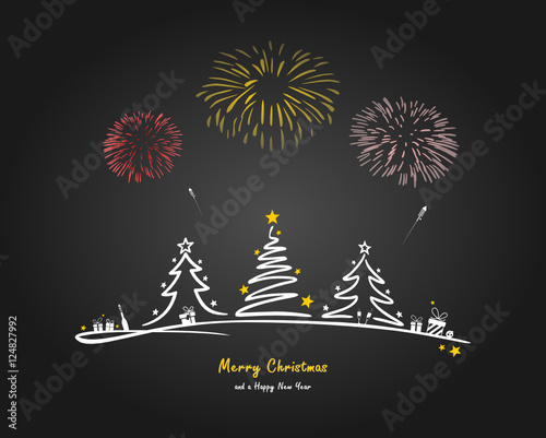 Weihnachtsbaum mit Feuerwerk