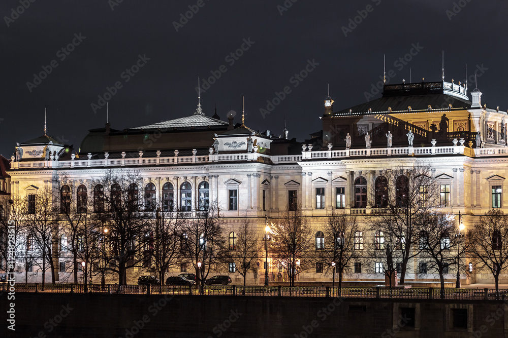 Buildings and Streets of Prague at Night, Czech Republic Buildings and Streets of Prague at Night, Czech Republic