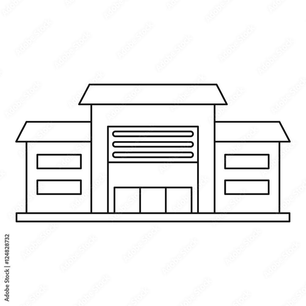 Warehouse icon. Outline illustration of warehouse vector icon for web Warehouse icon. Outline illustration of warehouse vector icon for web
