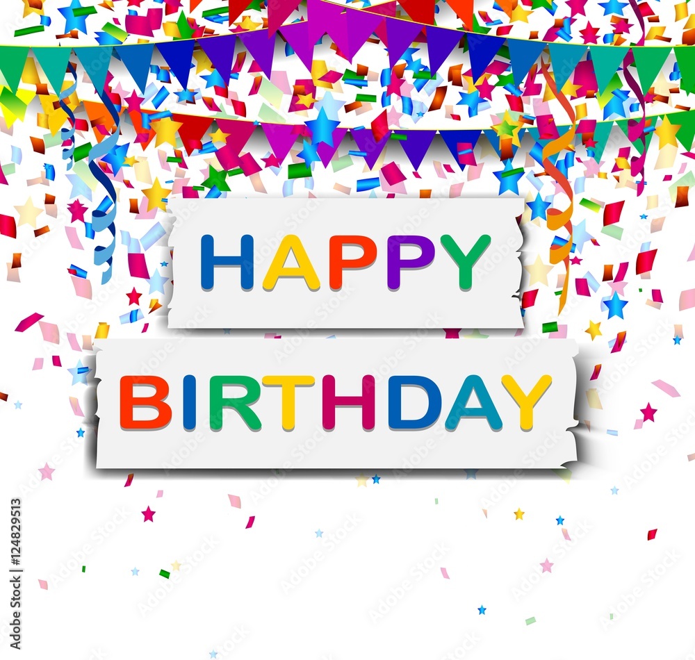 happy birthday with confetti background