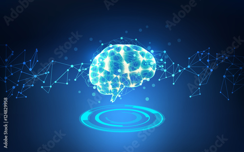 graphic of a brain in technological look; abstract technological health care; 3D body part of human
