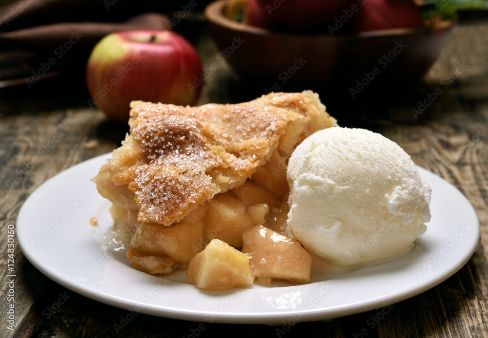 Apple pie served with ice cream Apple pie served with ice cream