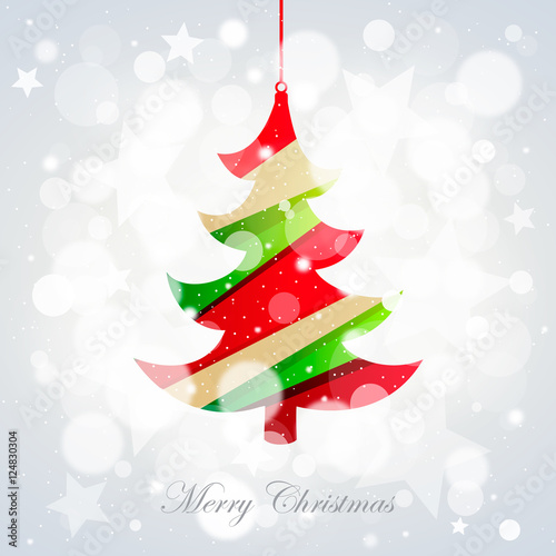 Christmas tree and bokeh, Christmas card template
