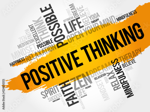 Positive thinking word cloud collage, concept background