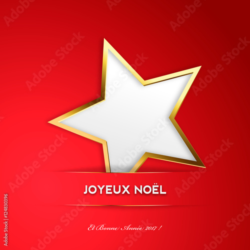 Joyeux Noël ! Carte de vœux avec étoile dorée