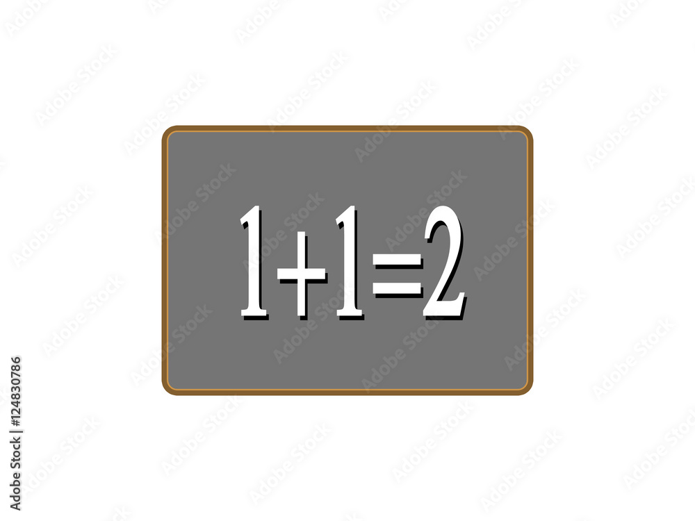 One add one on chalkboard , simple math addition One add one on chalkboard , simple math addition