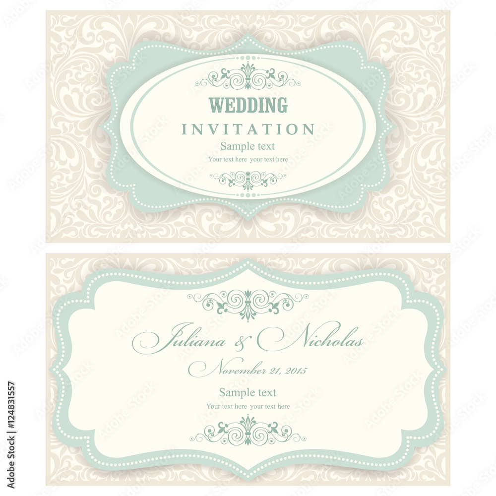 Set of 2 Wedding Invitation card Baroque Set of 2 Wedding Invitation card Baroque