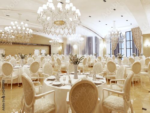 Obraz na plátně The ballroom and restaurant in classic style.