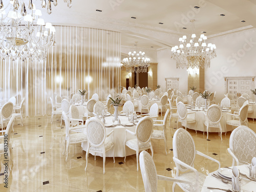 Slika na platnu Grand restaurant and a ballroom in a luxury hotel.