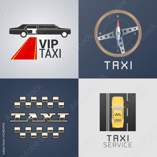 Taxi, cab set of vector logo, icon