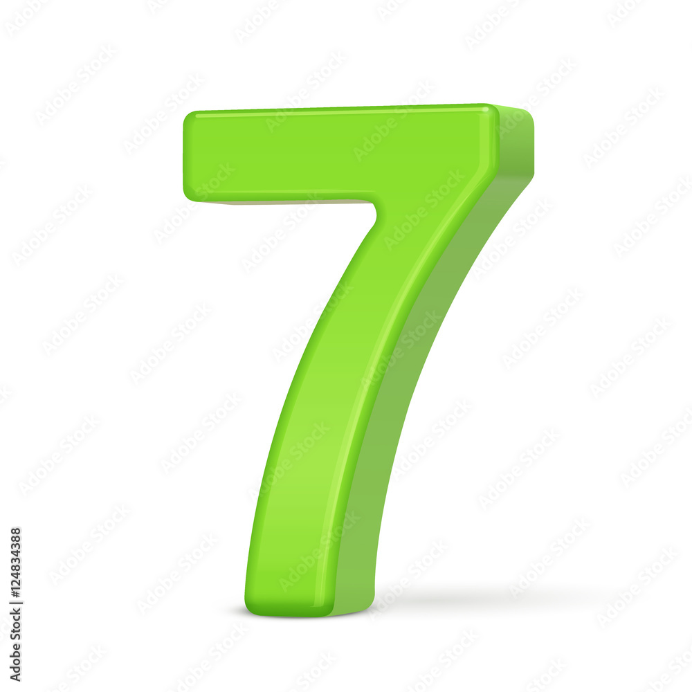 3d light green number 7 3d light green number 7