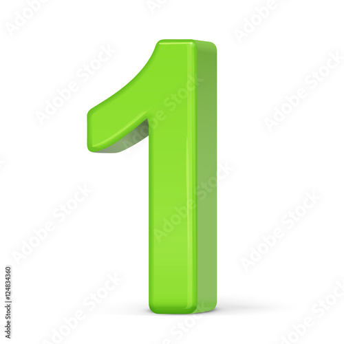 3d light green number 1