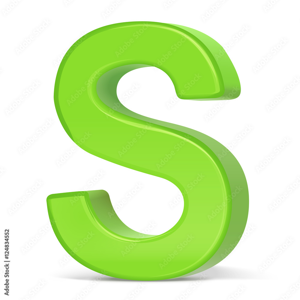 3d light green letter S 3d light green letter S