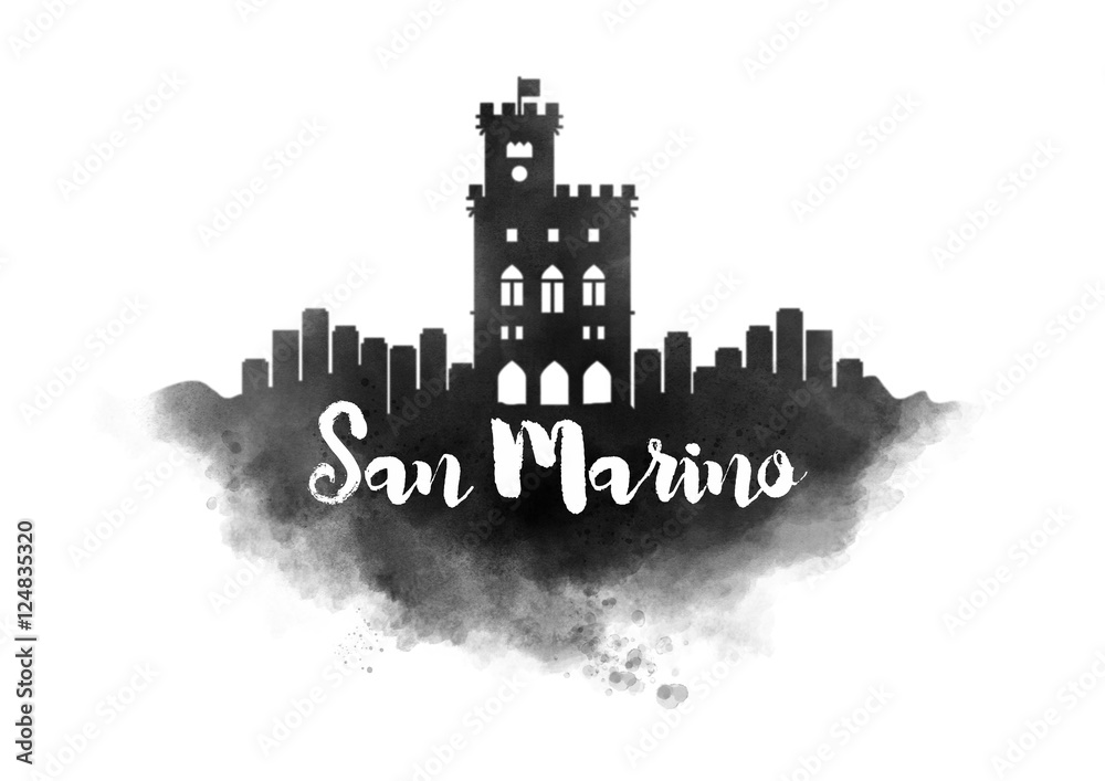 Watercolor San Marino City Skyline
