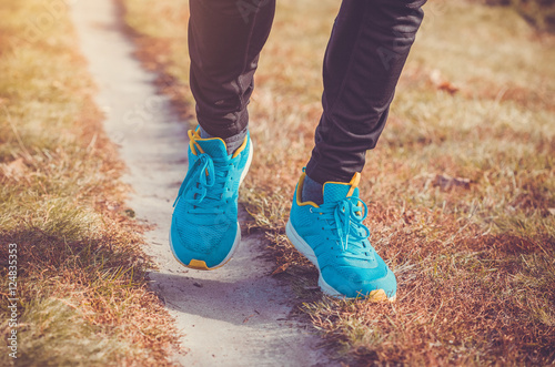 Closeup of runner's sneakers