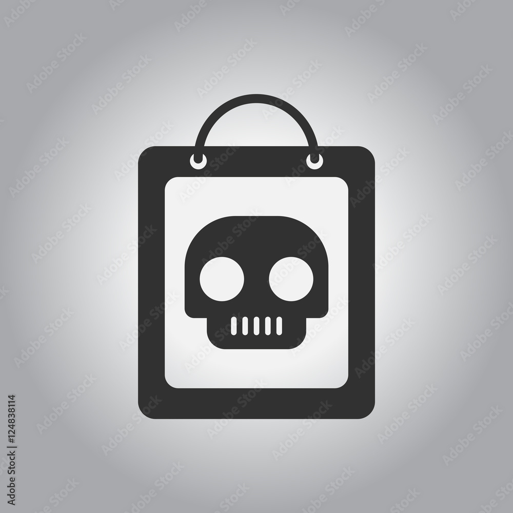 Vector illustration in flat design Halloween icon skull on shopping bag