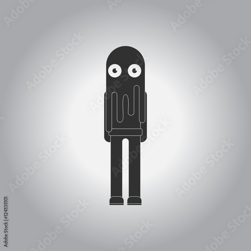 Vector illustration in flat design Halloween icon young child dressed in a ghost costume